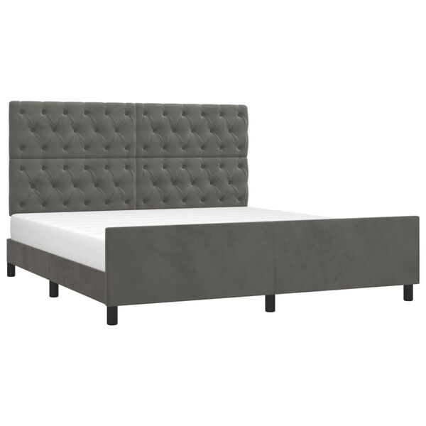 vidaXL Estrutura de cama sem colch&atilde;o 160x200 cm veludo cinzento-escuro