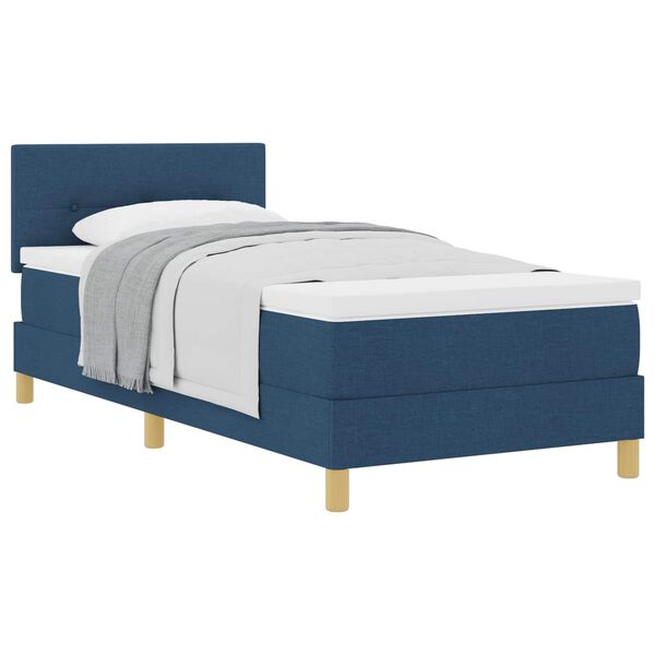 vidaXL Cama Box com colch&atilde;o com cabeceira Azul 90 x 200 cm tecido