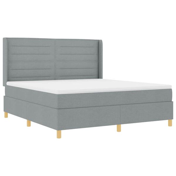 vidaXL Cama Box com colch&atilde;o Cinzento-claro 180 x 200 cm tecido