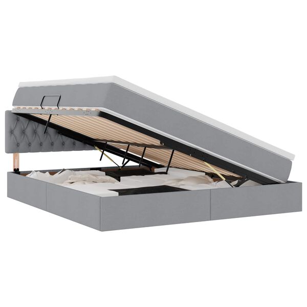 vidaXL Cama com arruma&ccedil;&atilde;o e LED Cinzento-claro 180 x 200 cm tecido