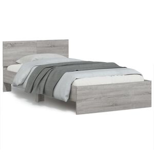 vidaXL Estrutura de cama c/ cabeceira derivados madeira cinza sonoma