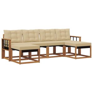 vidaXL Conjunto de Sof&aacute;s para Exterior 6 pcs Natural e Bege