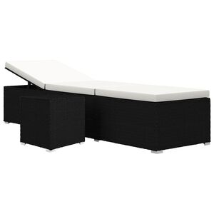 vidaXL Espregui&ccedil;adeira com almofad&atilde;o e mesa de centro vime PE preto