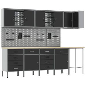 vidaXL Conjunto de Arm&aacute;rios de Trabalho Manual 12 unid. Preto e Cinza