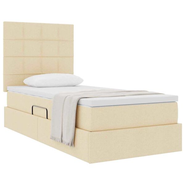 vidaXL Cama com arruma&ccedil;&atilde;o e colch&atilde;o Creme 100 x 200 cm Poli&eacute;ster