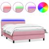 vidaXL Cama box spring c/ colch&atilde;o e LED 160x220 cm veludo rosa