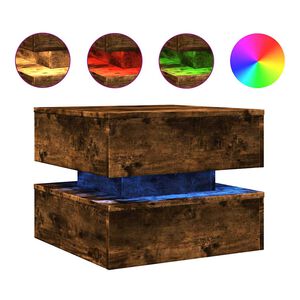 vidaXL Mesa de centro com luzes LED 50x50x40 cm carvalho fumado