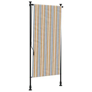 vidaXL Estore de rolo exterior 100x270 cm tecido/a&ccedil;o amarelo e branco
