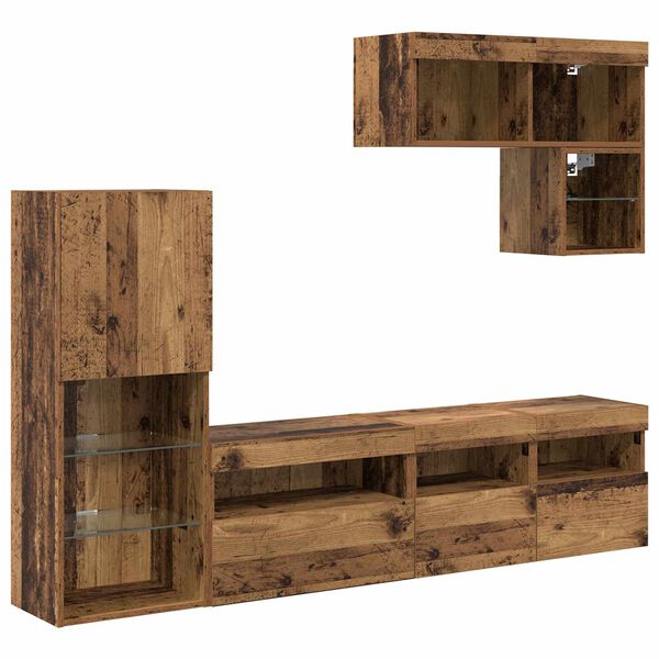 vidaXL Unidades de Parede para TV 6 pcs Madeira antiga