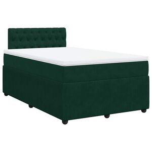 vidaXL Cama boxspring com colch&atilde;o 120x190 cm veludo verde-escuro