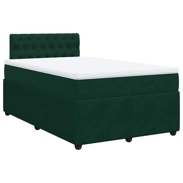 vidaXL Cama boxspring com colch&atilde;o 120x190 cm veludo verde-escuro
