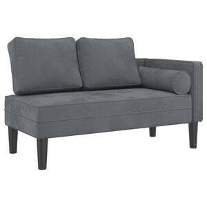 vidaXL Chaise lounge com almofad&otilde;es veludo cinzento-escuro