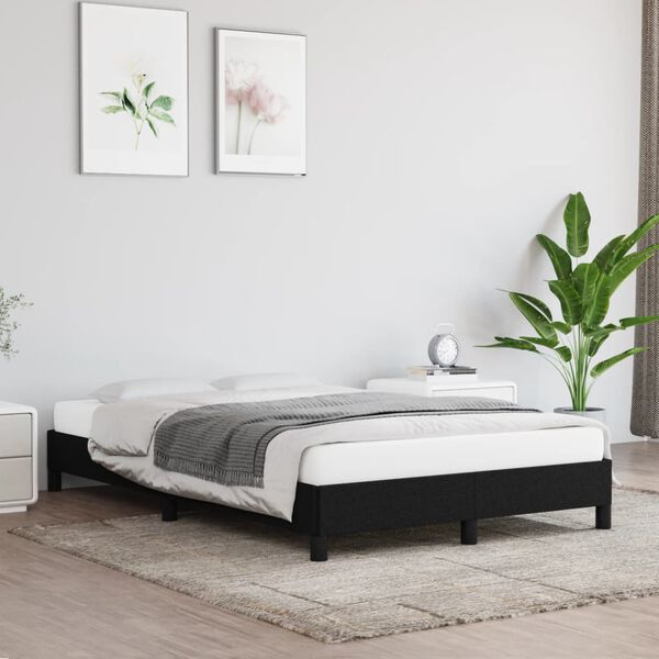 vidaXL Estrutura de cama sem colch&atilde;o preto 120x190 cm tecido