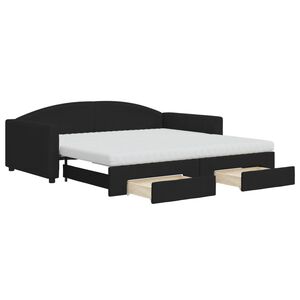 vidaXL Sof&aacute;-cama com gavet&atilde;o e gavetas 100x200 cm tecido preto