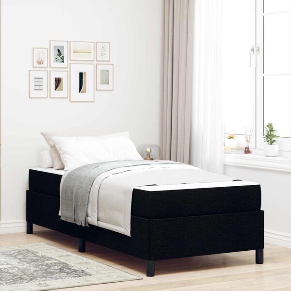 vidaXL Cama Box com colch&atilde;o Preto 90 x 190 cm tecido
