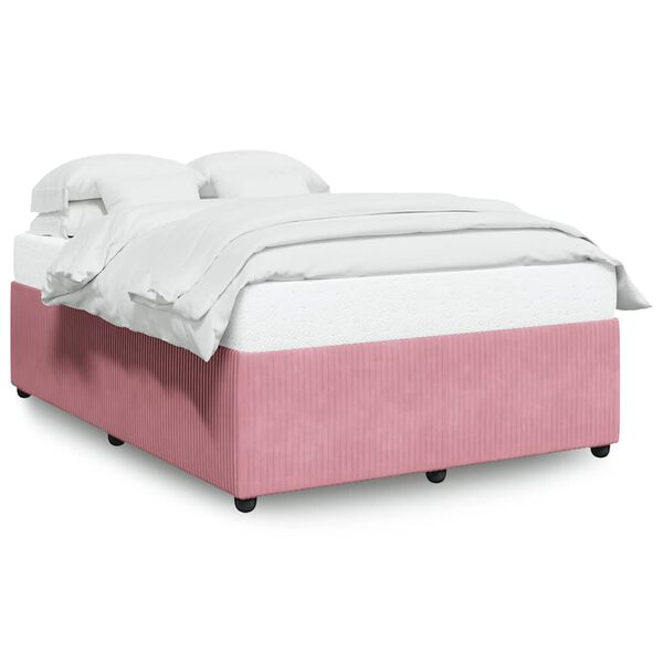 vidaXL Estrutura de cama 140x190 cm veludo rosa