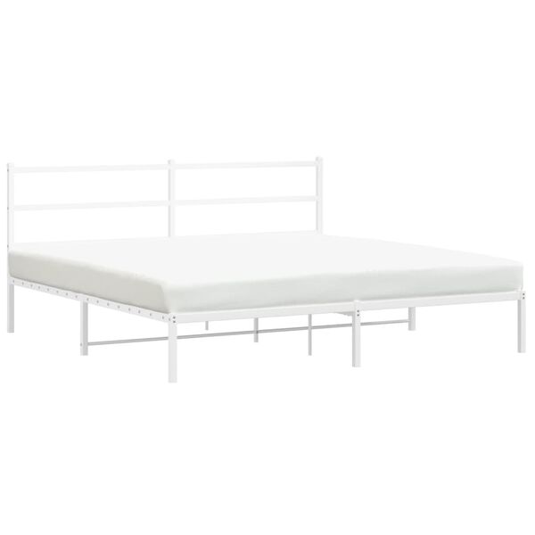 vidaXL Estrutura de cama com cabeceira 180x200 cm metal branco