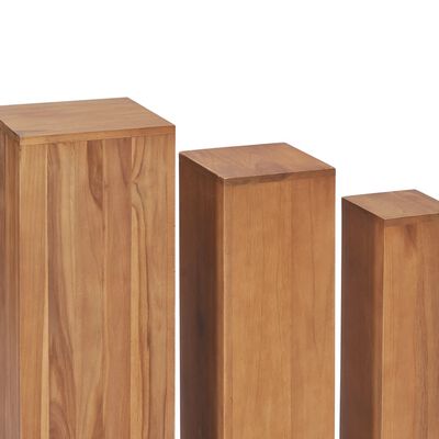 vidaXL 3 pcs conjunto suportes para plantas madeira de teca maciça