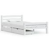 vidaXL Estrutura de cama com 2 gavetas 90x200 cm pinho maci&ccedil;o branco