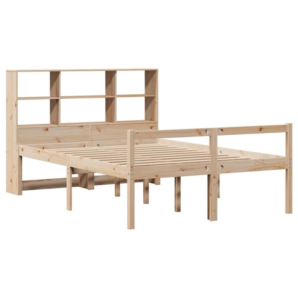 vidaXL Cama com estante sem colch&atilde;o 120x190 cm pinho maci&ccedil;o
