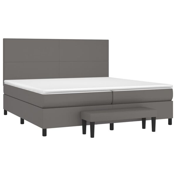 vidaXL Cama com molas/colch&atilde;o 200x200 cm couro artificial cinzento