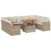vidaXL 10 pcs conjunto de sof&aacute;s p/ jardim com almofad&otilde;es vime PE bege