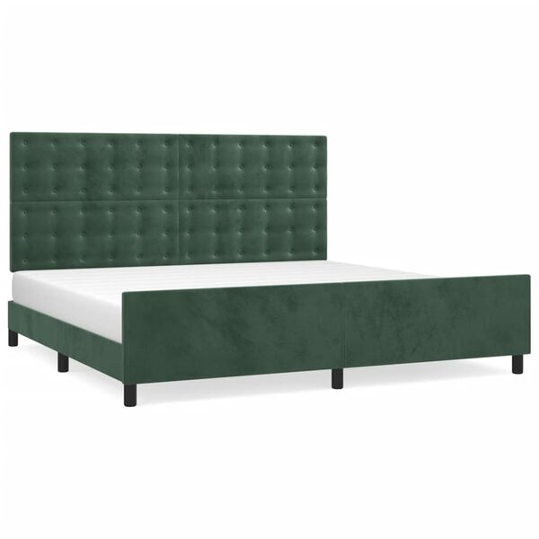 vidaXL Estrutura de cama sem colch&atilde;o 200x200 cm veludo verde-escuro