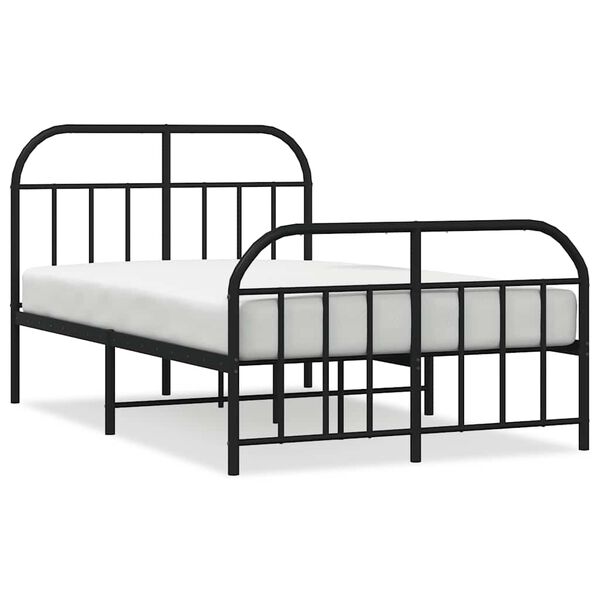 vidaXL Estrutura de cama com cabeceira e p&eacute;s 120x200 cm metal preto