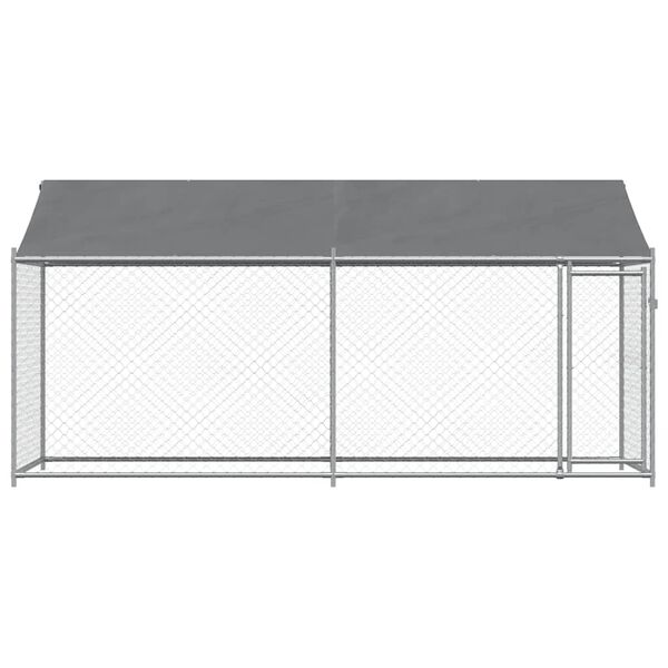 vidaXL Jaula para c&atilde;o com telhado/porta 4x2x2 m a&ccedil;o galvanizado cinza