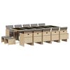 vidaXL 15 pcs conj. jantar jardim c/ almofad&otilde;es vime PE bege misturado