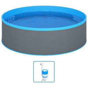 vidaXL Piscina Splasher c/ skimmer e bomba suspensa 350x90cm cinzento