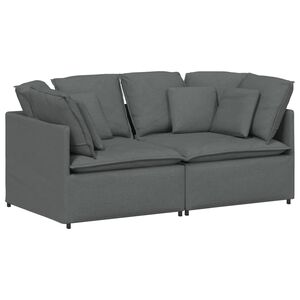 vidaXL Sof&aacute; modular com almofadas tecido cinzento-escuro