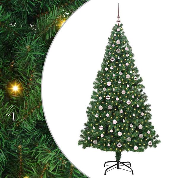 vidaXL &Aacute;rvore de Natal Artificial Verde 240 cm PVC, A&ccedil;o e Pl&aacute;stico