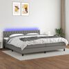 vidaXL Cama box spring c/ colch&atilde;o e LED 200x200 cm tecido cinza-escuro
