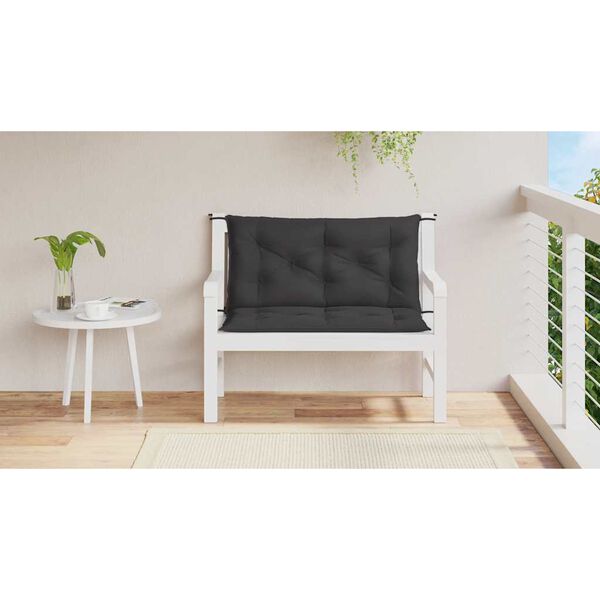 vidaXL Almofadão p/ banco jardim 100x(50+50)x7cm tecido oxford preto