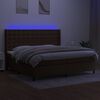 vidaXL Cama box spring c/ colch&atilde;o/LED 200x200cm tecido castanho-escuro