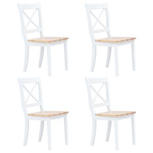 vidaXL Cadeiras de jantar 4pcs seringueira maci&ccedil;a branco/madeira clara