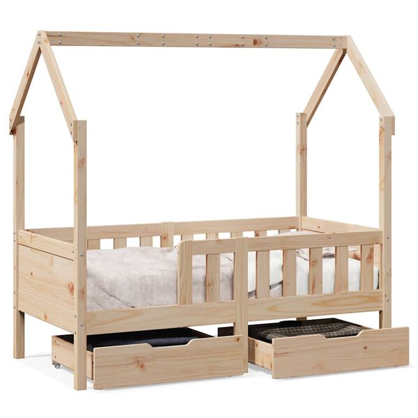 vidaXL Estrutura de cama infantil c/ gavetas 80x170 cm pinho maci&ccedil;o