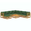vidaXL 9 pcs conj. lounge jardim madeira c/almofadões verdes