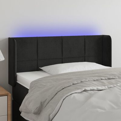 vidaXL Cabeceira de cama c/ luzes LED veludo 83x16x78/88 cm preto