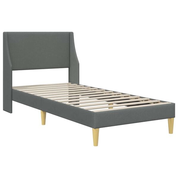 vidaXL Estrutura da Cama com cabeceira Cinza Escuro 90 x 200 cm tecido