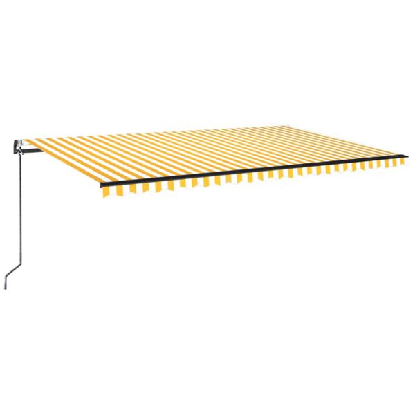 vidaXL Toldo autom. LED e sensor de vento 500x350 cm amarelo/branco