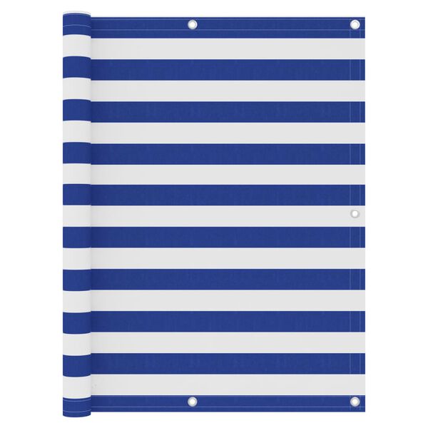 vidaXL Tela de varanda 120x600 cm tecido Oxford branco e azul