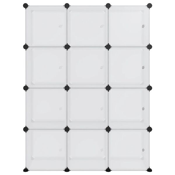 vidaXL Organizador de cubos de armazenamento com 12 cubos e portas em PP transparente