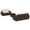 vidaXL 6 pcs conjunto de sof&aacute;s jardim c/ almofad&otilde;es vime PE castanho