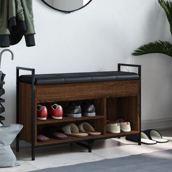 vidaXL Banco sapateira 85,5x32x57,5cm deriv. madeira carvalho castanho