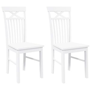 vidaXL Cadeiras de jantar 2 pcs madeira de seringueira maci&ccedil;a branco