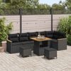 vidaXL Conjunto de Sof&aacute; de Jardim 9 pcs Preto vime PE