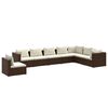 vidaXL 8 pcs conjunto lounge jardim c/ almofad&otilde;es vime PE castanho
