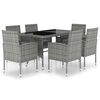 vidaXL 7 pcs conjunto jantar p/ jardim vime PE antracite e cinzento